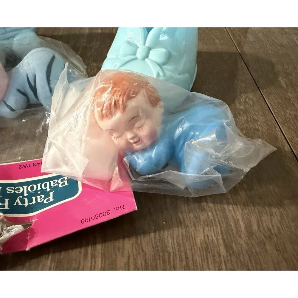 Vintage Baby Boy Cake Toppers Amscan New Lot Of 9 Storks Baby Shoe Carriage